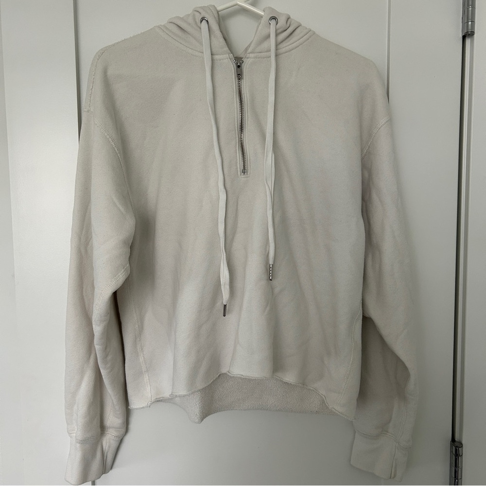 Abercrombie & Fitch Off-White Half-Zip Hooded Sweatshirt